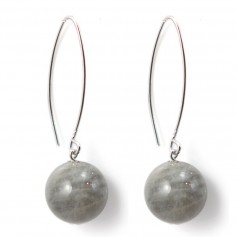 Boucle d'oreille argent 925 labradorite  12mm x 2pcs 