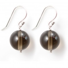 Earring silver 925 smoky quartez 12mm  x 2pcs 
