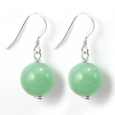 Boucle d'oreille argent 925 aventurine 12mm x 2pcs