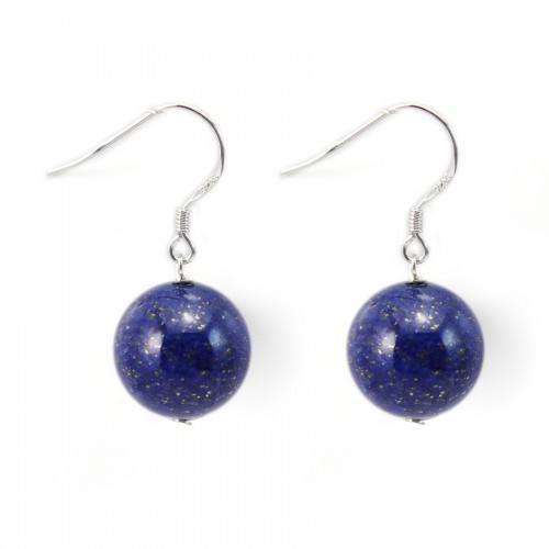 Boucles d'oreilles argent 925 lapis lazuli 12mm x 2pcs  