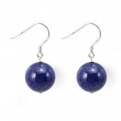 Boucles d'oreilles argent 925 lapis lazuli 12mm x 2pcs  