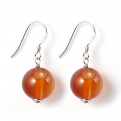 Earring silver 925 cornaline 12mm x 2pcs  