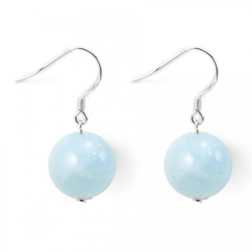 Earring silver 925  aigue marine 12mm x 2pcs 