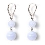 Boucle d'oreille argent 925  Dormeuse  calcedoine  2 boules x 2pcs