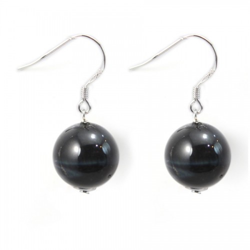 Earring silver 925 oeil de faucon 12mm x 2pcs 