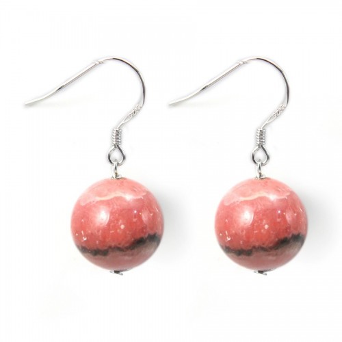 Boucle d'oreille argent 925 rhodochrosite 12mm x 2pcs 