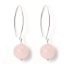 Boucle d'oreille argent 925 quartez rose rond x 2pcs