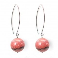 Boucles d'oreilles argent 925 rhodochrosite 12mm x 2pcs 