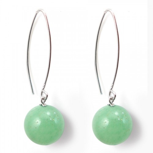 Boucle d'oreille argent 925 aventurine 12mm x 2 st 