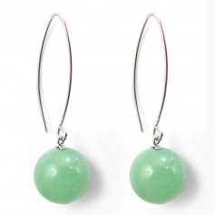 Boucle d'oreille argent 925 aventurine 12mm x 2 st 