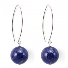 Boucle d'oreille argent 925 lapis lazuli 12mm x 2pcs 