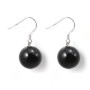 Boucle d'oreille argent 925 agate noir 12mm x 2 st