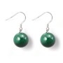 Boucles d'oreilles argent 925 malachite 12mm x 2pcs  