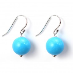 Earring silver 925 turqoise reconstitue 12mm x 2pcs 