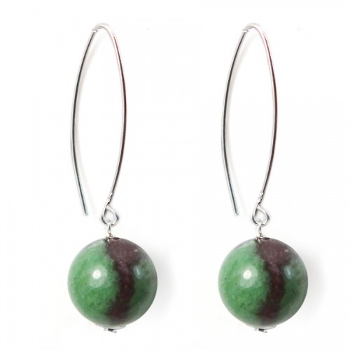 Boucles d'oreilles argent 925 rubis zoisite 12mm x 2pcs 