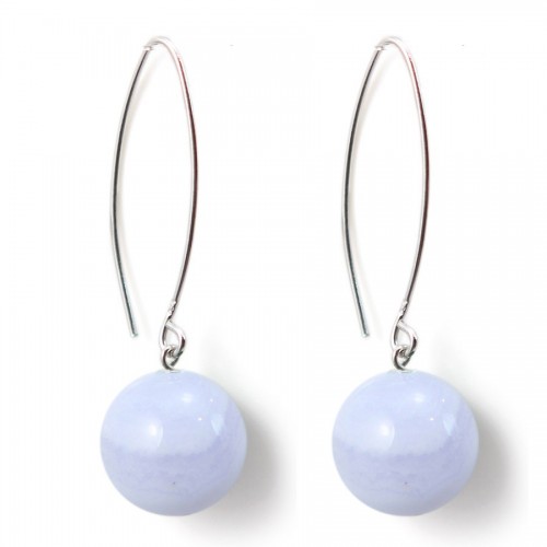 Boucle d'oreille argent 925 calcédoine 12mm x 2 st 
