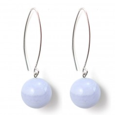 Boucles d'oreilles argent 925 calcédoine 12mm x 2pcs 