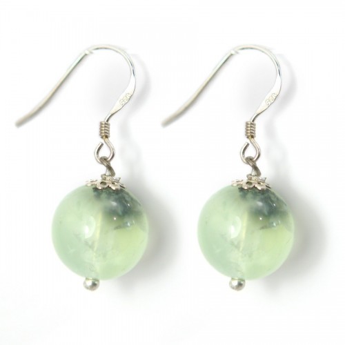 Boucle d'oreille argent 925 prehnite 12mm x 2pcs  
