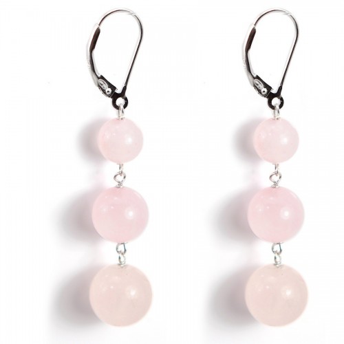 Boucles d'oreilles argent 925 Quartez rose x 2pcs
