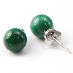 Boucles d'oreilles argent 925 malachite 6mm x 2pcs 