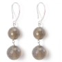 Boucle d'oreille argent 925 2 boule  Agate grise x 2 st