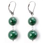Boucle d'oreille argent 925 2 Boule Malachite x 2pcs
