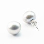 Earring silver925  freshwater pearl gray 14mm x 2pcs