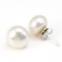 Earring  silver 925 white Freshwater Pearl 9mm x 2pcs