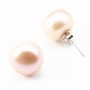 Boucle d'oreille argent 925 perle d'eau douce rose 12-13mm x 2pcs