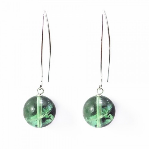 Earrings : fluorite & silver 925 12mm x 2pcs 