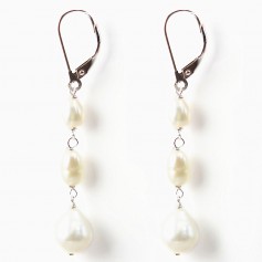 Boucles d'oreilles : perles d'eau douce & dormeuse argent 925 x 2pcs