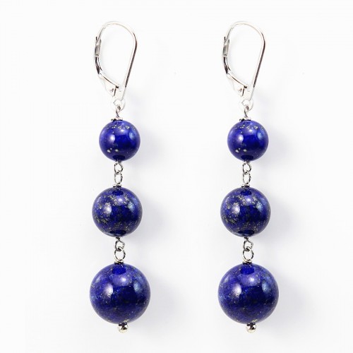 Boucle d'oreille argent 925 lapis lazuli  x 2pcs