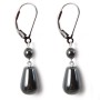Boucles d'oreilles : hématite & dormeuse argent 925  x 2pcs 