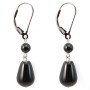 Boucles d'oreilles : onyx & dormeuse argent 925  x 2pcs 