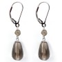 Boucles d'oreilles : quartz fumé & dormeuse argent 925  x 2pcs 