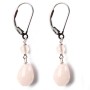 Boucles d'oreilles : quartz rose & dormeuse argent 925  x 2pcs 