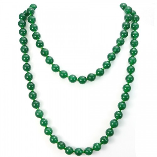 Sautoir en agate verte 10mm  90cm