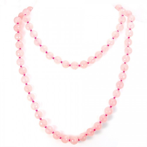 Sautoir en quartz rose 10mm  90cm