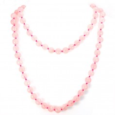 Sautoir en quartz rose 10mm  90cm