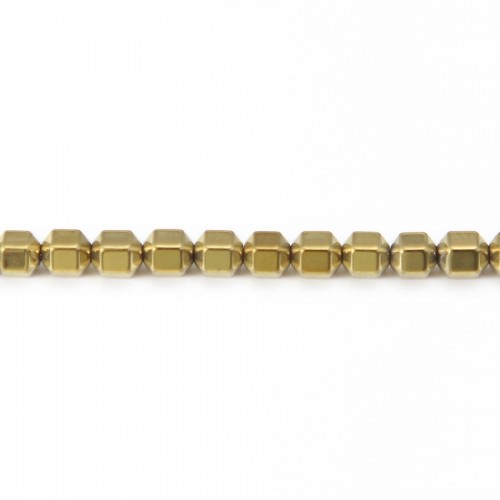 Hématite dorée cylindre 4mm x 40cm 