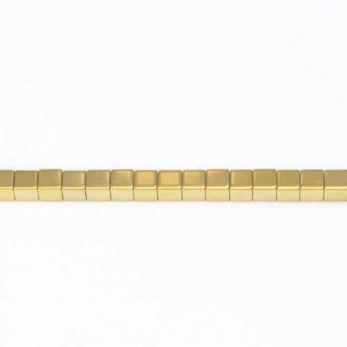 Hématite dorée cube carré 3mm x 40cm 