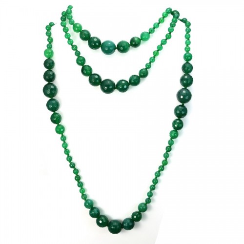 Necklace green agate 140cm 