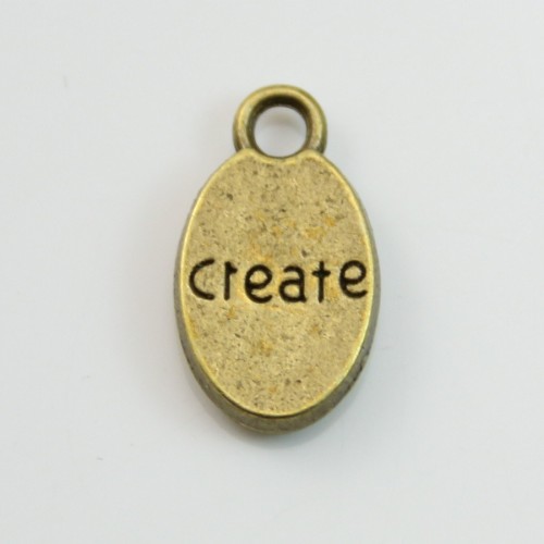 Charms message create bronze 9x15mm x 4pcs