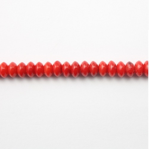 Bambou de mer teinté rouge en rondelle 2x4mm x 40pcs