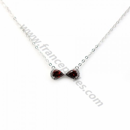 Collier grenat chaine en argent 925 rhodié x 1pc