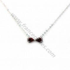 Collier grenat chaine en argent 925 rhodié x 1pc