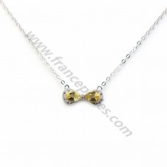 Collier citrine chaine en argent 925 rhodié x 1pc