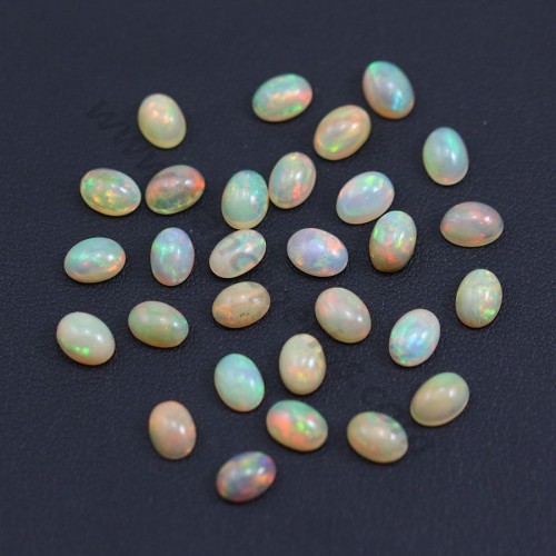 Ethiopian opal cabochon, multicolor, oval shape, 5x7mm x 1pc