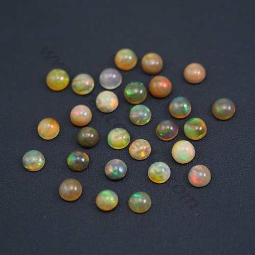 Cabochon d'opale ethiopienne, multicolore, de forme ronde, 6mm x 1pc