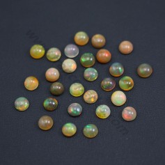 Cabochon d'opale ethiopienne, multicolore, de forme ronde, 6mm x 1pc
